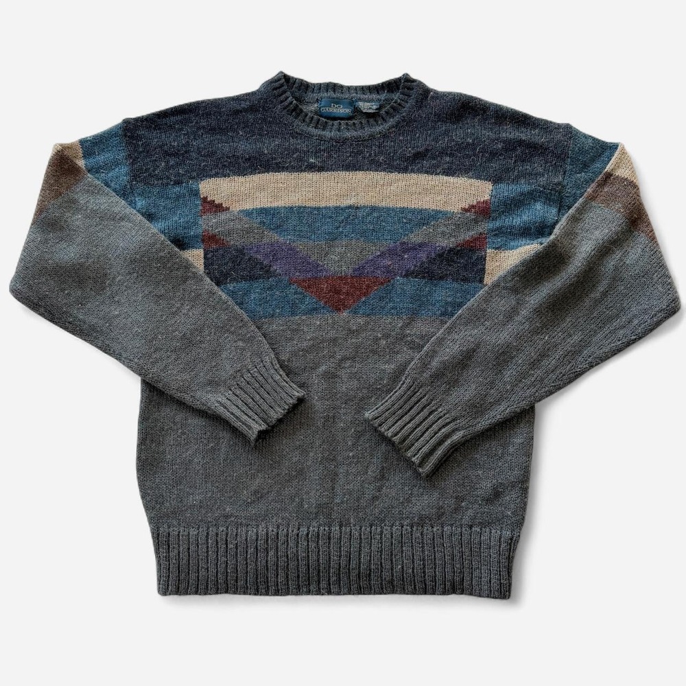 DG Garrison Men's Small Vintage Geometric Wool Blend Sweater